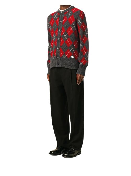 Cardigan a rombi in lana Ami Paris | HKC400.KN0202A353 CARBONGREY/RUBY